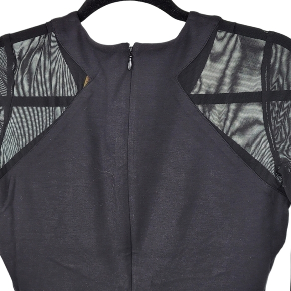 NWT Catherine Malandrino 2 Jacinta Black Mesh Midi Sheath Dress LBD Elegant Edgy - Picture 5 of 11